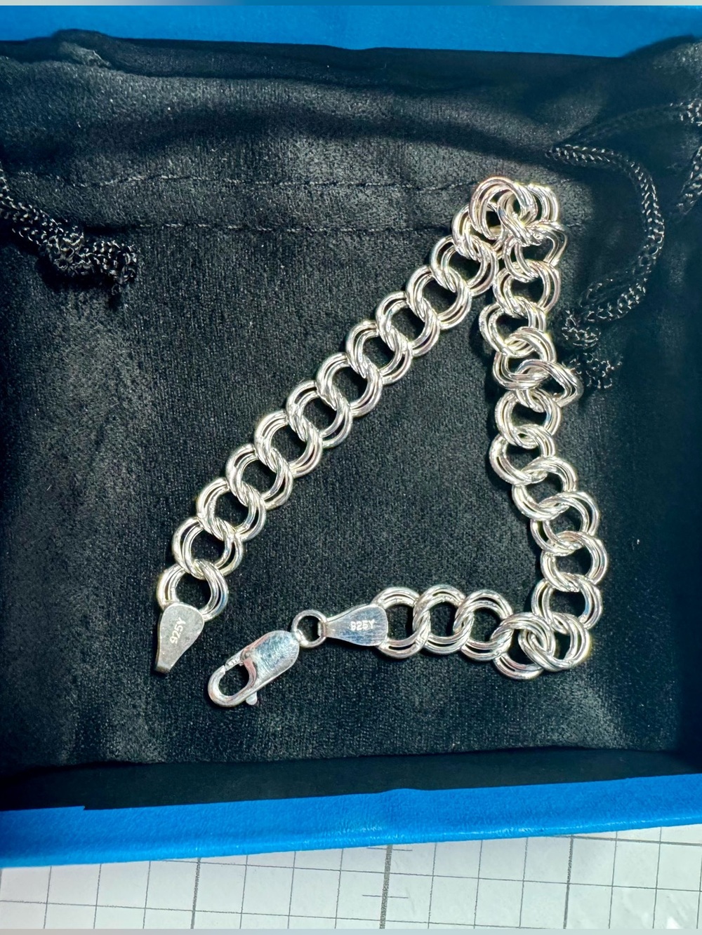 Sterling Silver Double Curb Link Bracelet 7.5”